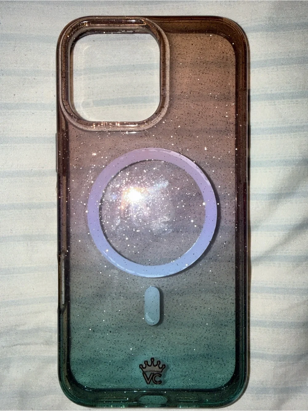 Velvet Caviar Ombre Glitter MagSafe Phone Case in Green and Purple